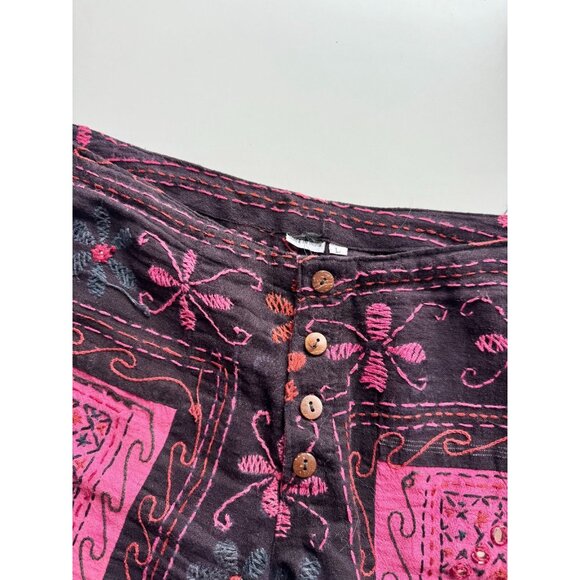 Vintage Made in India Pink Embellished Embroidered Cotton Bootcut Pants, Size L - Picture 13 of 16